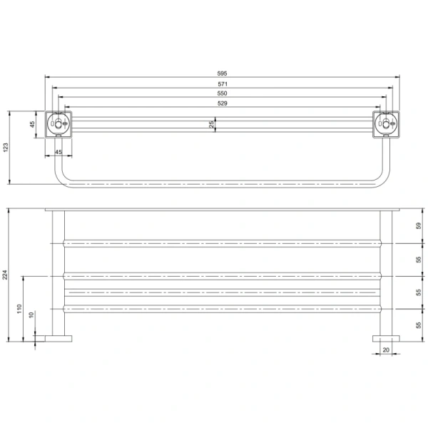 Полка для полотенец 59,5 см Villeroy & Boch Elements-Striking TVA15200600061