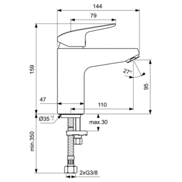 смеситель для раковины ideal standard ceraflex b1714aa