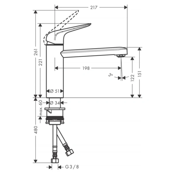 смеситель для кухни hansgrohe focus m42 71806800, сталь
