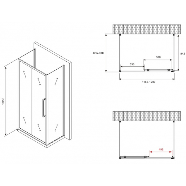 душевой уголок abber schwarzer diamant 120x90 ag30120bmхh-s90bm-s90bm профиль черный стекло матовое