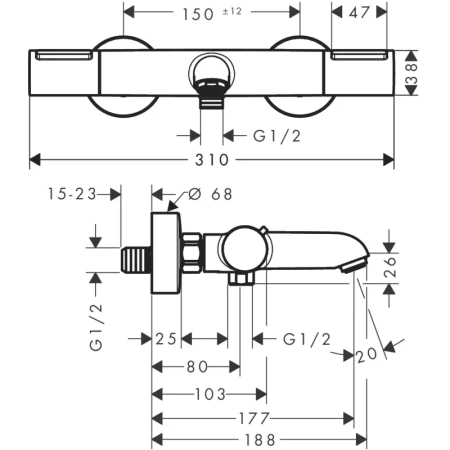 термостат для ванны hansgrohe ecostat element 13347000