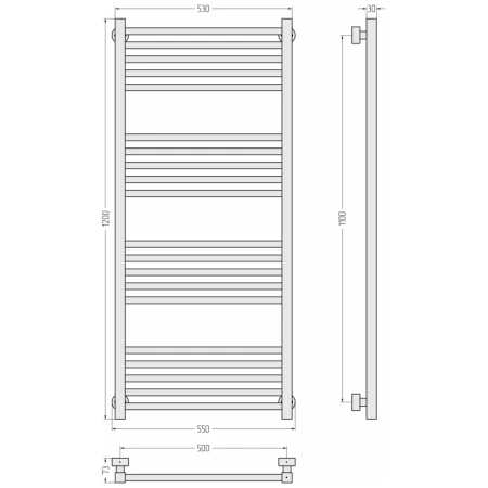 полотенцесушитель водяной 1200x500 белый матовый сунержа модус pro 30-0450-1250