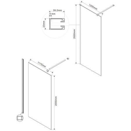 неподвижная перегородка 120х200 см vincea walk-in vsw-1h120cgb тонированное