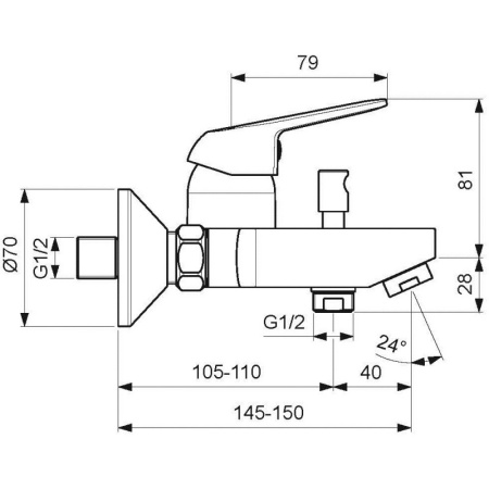 смеситель для ванны с душем vidima fine ba388aa