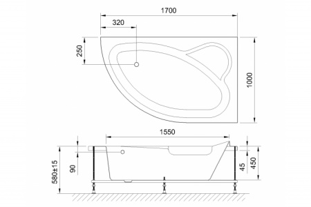 акриловая ванна royal bath alpine standart 170x100 rb819102st-r с гидромассажем