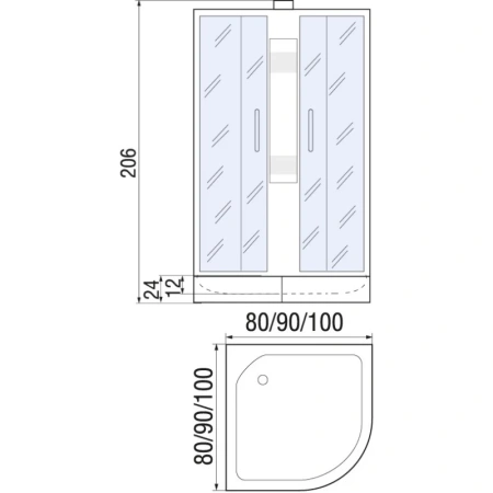 душевая кабина river nara 90x90x24 мт б/к 10000000717 профиль матовый хром задняя стенка белая