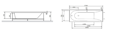 каркас для ванны am.pm spirit 170x70 w72a-170-070w-r2 серый