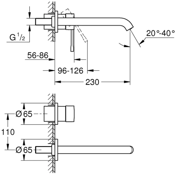 смеситель для раковины без донного клапана grohe essence+ 19967001