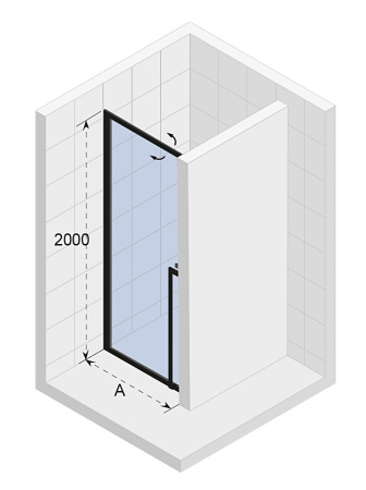 душевая дверь в нишу riho lucid gd101 gd108b000(g005001121) 80 x 200 см, стекло прозрачное, профиль черный матовый