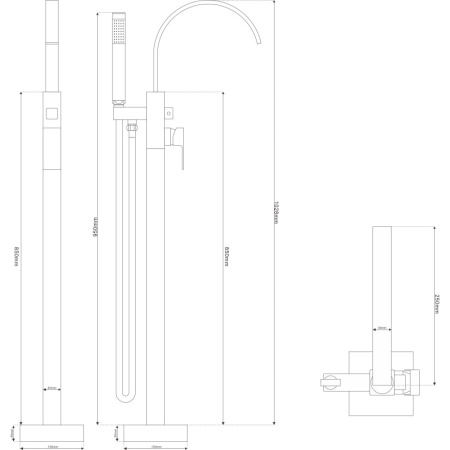 смеситель напольный для ванны nt bagno nera b nt42031