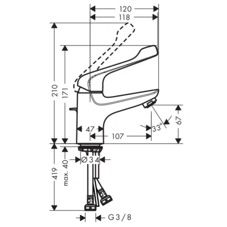 смеситель для раковины с донным клапаном hansgrohe novus care 71920000