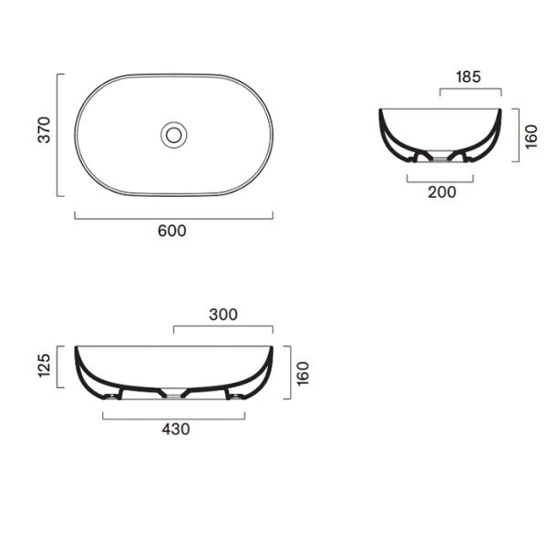 раковина catalano sfera 0522610021 60x37см накладная, без отв., белый матовый