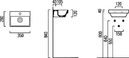 раковина gsi norm 86501111 подвесная, 35x26 см, bianco lucido (белый глянец)