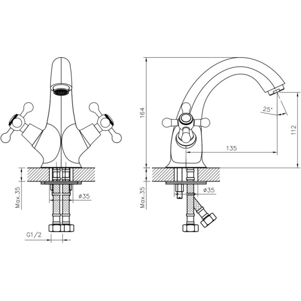 смеситель для раковины decoroom dr54 (dr54011)