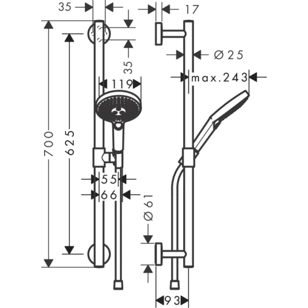 душевой гарнитур hansgrohe raindance select s 120 3jet 26320400