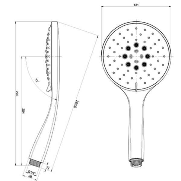 ручной душ almar emotion e082073.cr 130 мм, 3 режима, abs, хром