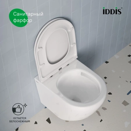 унитаз подвесной iddis blanco q blqndsei25 безободковый, с микролифтом