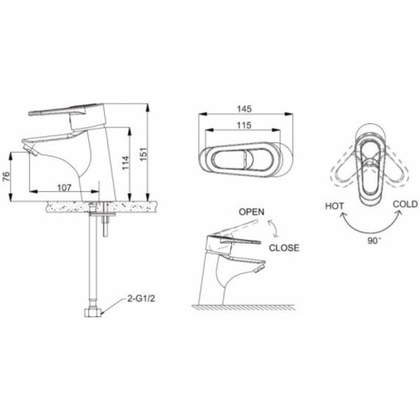 смеситель для раковины bravat loop f1124182cp