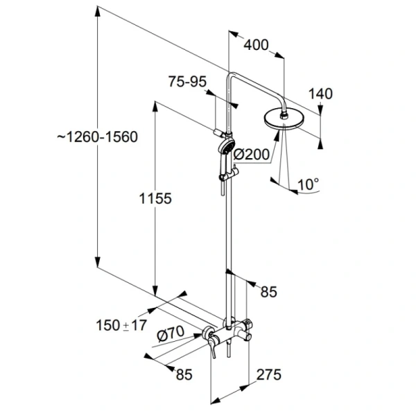 душевая стойка kludi logo dual shower system 6808305-00