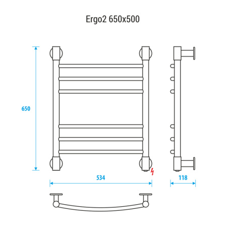электрический полотенцесушитель energy ergo 2 650x500 eetr0ergo2655000000 хром
