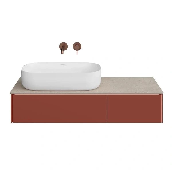 тумба под раковину kerama marazzi magica 120 подвесная, 2 ящика, венецианский красный матовый ma.120.2\vr.m