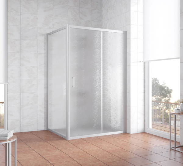 душевой уголок vegas glass zp+zpv 110*100 07 02 профиль матовый хром, стекло шиншилла