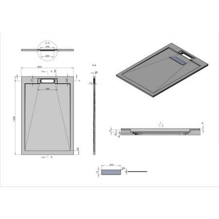 душевой поддон из литого мрамора 120х80 см vincea vst-4srl8012g