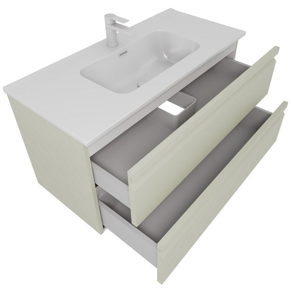 тумба с раковиной aquatek вега 100 aq77100-gs подвесная шалфей зеленый