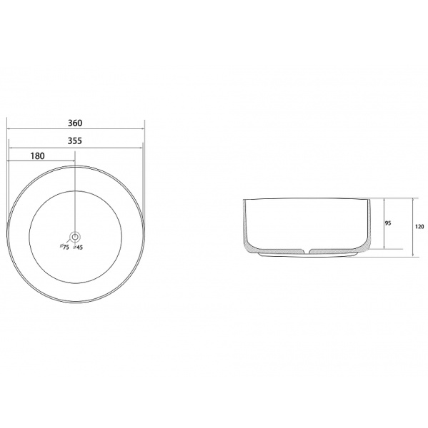 раковина 36x36 см abber bequem ac2108mb, черный матовый