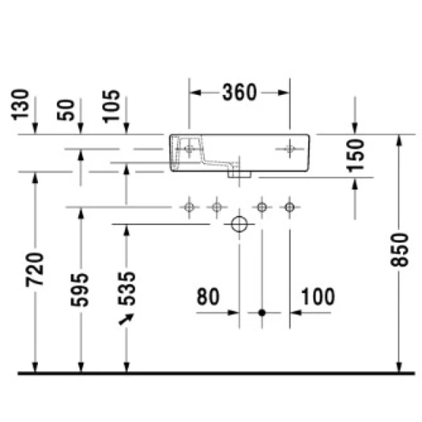 раковина подвесная 50 см duravit vero 0703500008 r