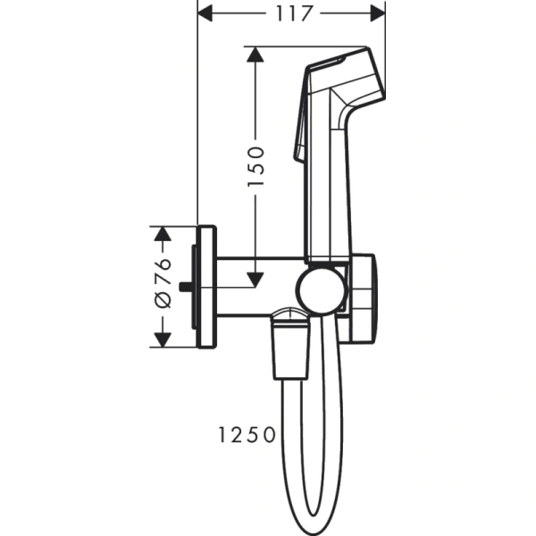 гигиенический душ hansgrohe bidette 1jet s 29232670 со смесителем, черный матовый