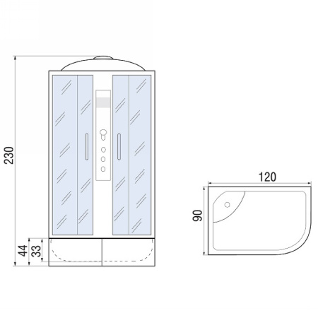 душевая кабина river dunay xl 120x90 th l 10000006168 с гидромассажем