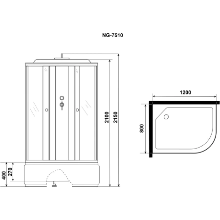 душевая кабина niagara eco 120x80 l e120/80/40l/tn без гидромассажа