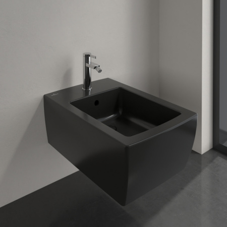биде villeroy & boch memento 2.0 443300r7 подвесное, pure black с ceramicplus