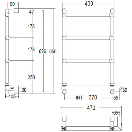 электрический полотенцесушитель margaroli sole 542-4 box 5423704gonb золото