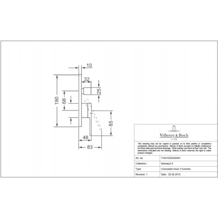 смеситель для ванны с душем villeroy & boch subway 2.0 tvs10235300061