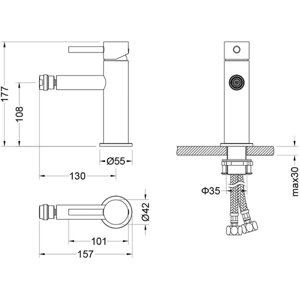 смеситель aquatek европа aq1318mb для биде, без донного клапана, черный матовый