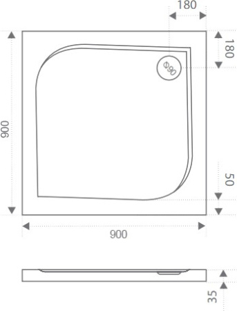 душевой поддон из искусственного камня good door квадро 90x90 белый лп00008