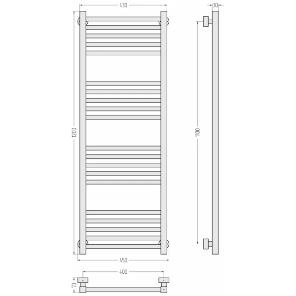 полотенцесушитель водяной 1200x400 сунержа модус pro 00-0450-1240