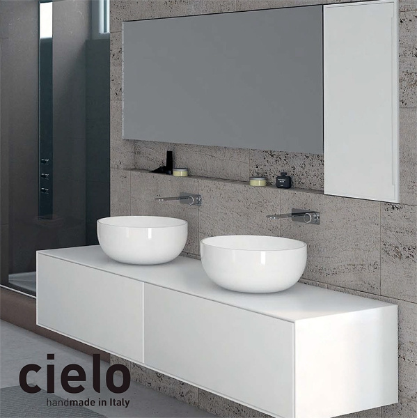 раковина накладная 40 см cielo shui shba40, цвет gloss white