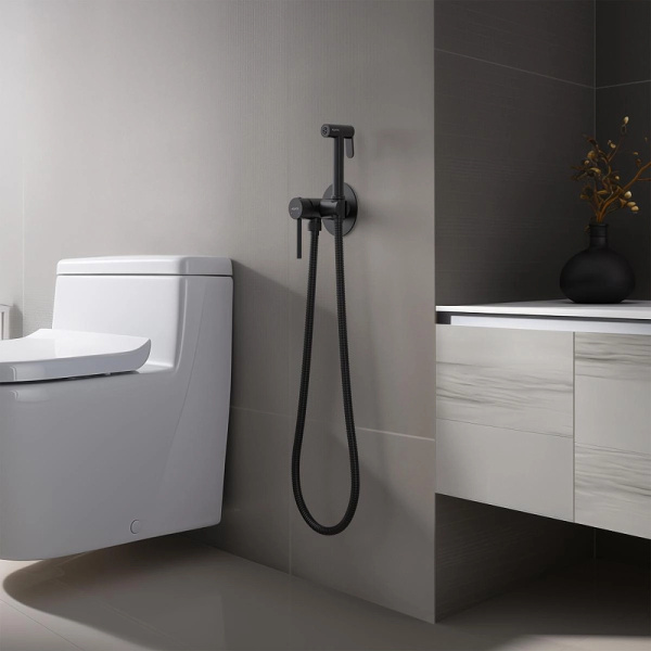 гигиенический душ со смесителем aquatek европа aq1021mb черный матовый