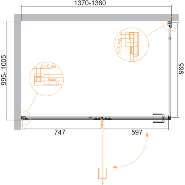 душевой уголок 138x100 cezares bellagio-ah-1-140/100-c-boro прозрачное