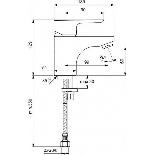 смеситель для раковины ideal standard ceraplan iii b0703aa хром