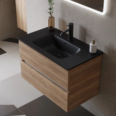 тумба под раковину sancos urban 790х450х550, c двумя ящиками, дуб галифакс натуральный, арт. ur80eg