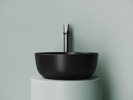 раковина ceramicanova element cn6073mb накладная, ø36 см, черный матовый