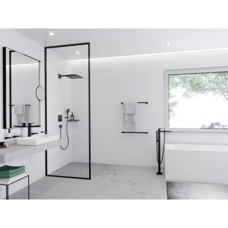 косметическое зеркало x 3 hansgrohe addstoris 41791670, цвет черный матовый