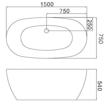 акриловая ванна grossman 150x75 gr-2401mb без гидромассажа