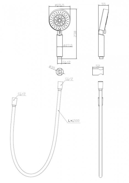 душевой гарнитур belbagno ancona bb-dfs-5-crm хром
