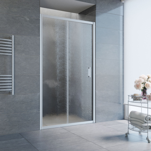 дверь для душевой кабины в нишу vegas glass zp 105 07 02 профиль матовый хром, стекло шиншилла