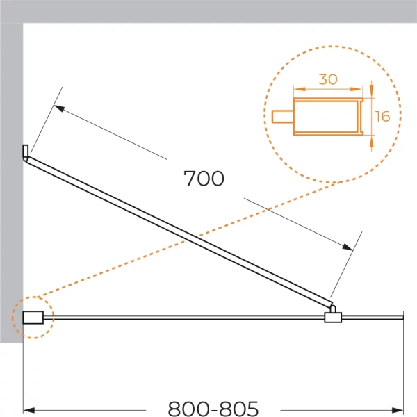 шторка на ванну cezares liberta liberta-v-1-tb-80/155-c-cr 80 см, профиль хром, стекло прозрачное